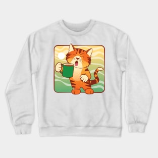 Morning Coffee Cat Crewneck Sweatshirt